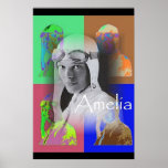 Poster A Pop-Art Amelia<br><div class="desc">Lembro-me quando Amelia Earhart desapareceu em 1937. O mundo parecia preferencialmente. Aqui está ela em seus óculos com pequenas imagens de pop para-arte para fazer o poster. Spunky como Amelia</div>