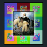 Poster A Pop Art George Washington<br><div class="desc">Uma bela pintura de George e seu cavalo com pequenos ecos de Arte Pop para animar a poster. O primeiro presidente era tão alto quanto Abraham Lincoln- 6'4."</div>