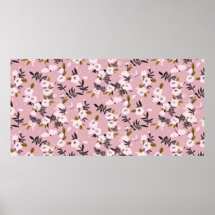 Poster A primavera de cereja tenra floresce a rosa