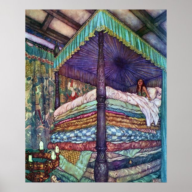 Poster A princesa e a ervilha de Edmund Dulac (Frente)