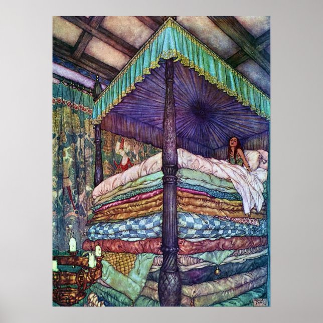 Póster A Princesa e a Pea Edmund Dulac Belas Artes (Frente)