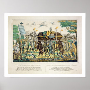 Póster A procissão do caçador, c.1850 (mão colorida le