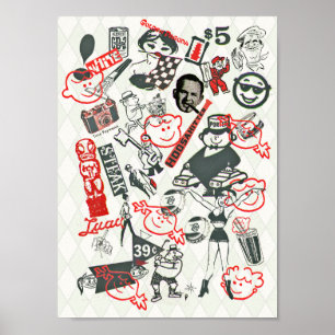 Poster a propaganda 60s Vectors a colagem -