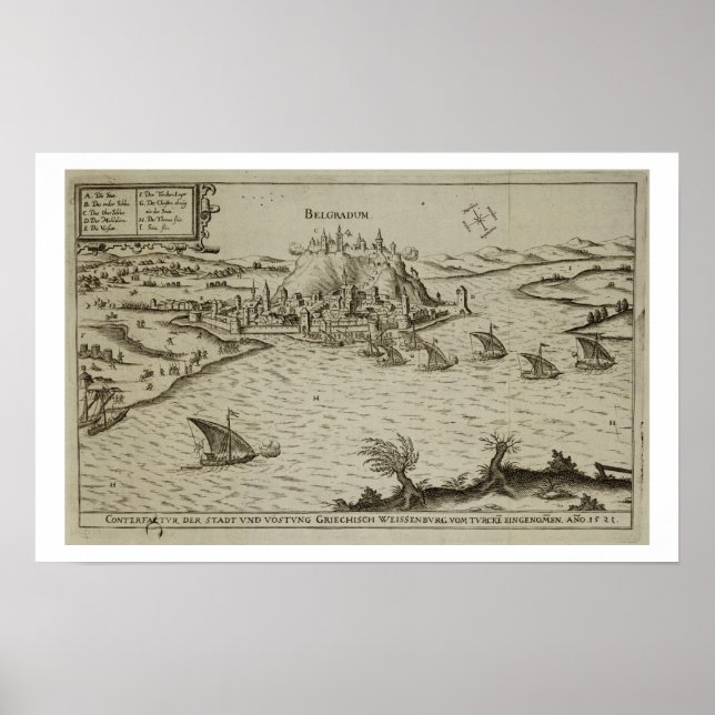 Poster A queda de Belgrado aos turcos em 1521, illustr (Frente)
