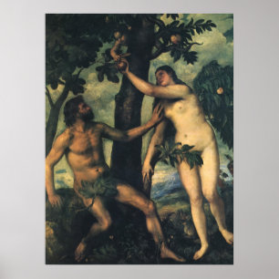 Poster A queda do homem; Adam e Eve por Titian