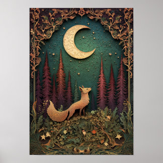 Poster A Raposa | Arte da Floresta Noturna Primavera