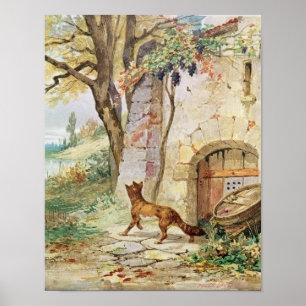 Póster A Raposa e as Uvas, ilustração para