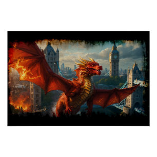Póster A Red Scottish Dragon Warm London