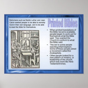 Póster A religião, história, reforma imprimiu bíblias