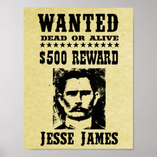 Póster A réplica ocidental selvagem velha de Jesse James
