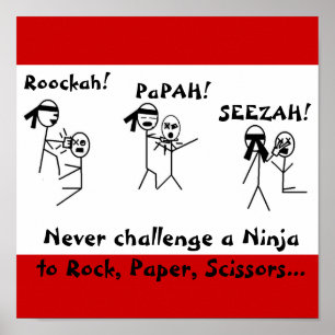 Póster A rocha, papel, Scissors NINJA!