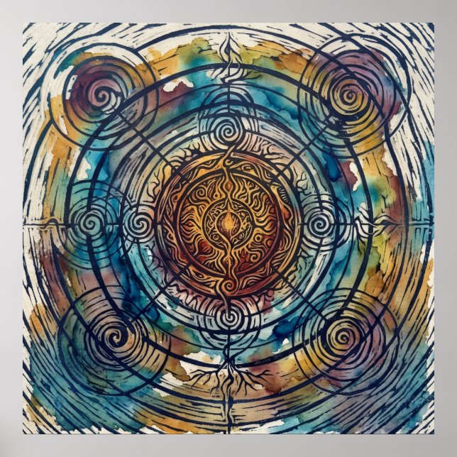 Poster A Roda do Sol da Arte de Parede de Alinhamento Sag (Frente)