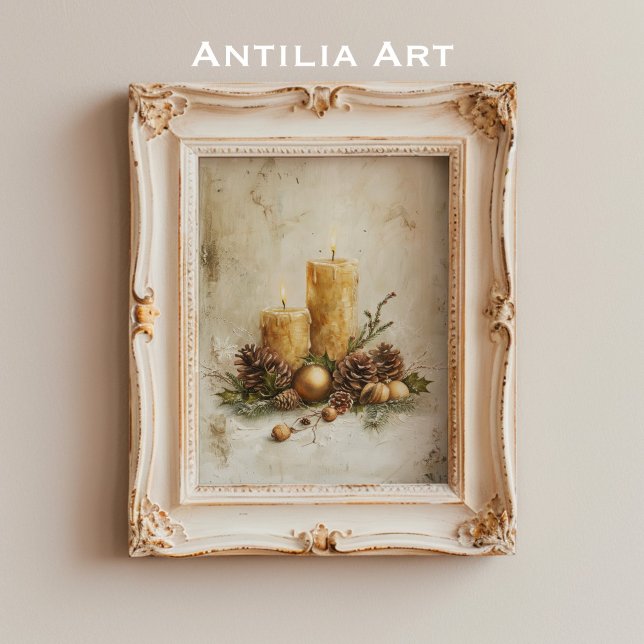 Poster A Rústica Vela de Natal Pintando A Vida Estática (Criador carregado)