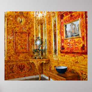 Póster A sala ambarina no palácio de Catherine, Rússia