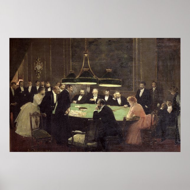 Póster A sala de jogos no cassino, 1889 (Frente)