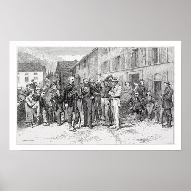 Póster A Sala do Clube de Zermatt em 1864, de "A Ascensão (Frente)