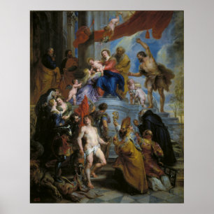 Poster A Santa Família Cercada por Santos