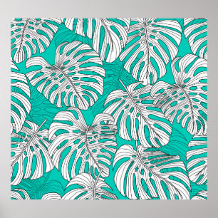 Poster A selva deixa a tropical floral sem costura