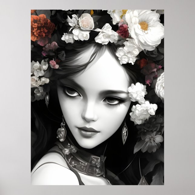 Poster A Senhora Com Flores No Cabelo (Frente)