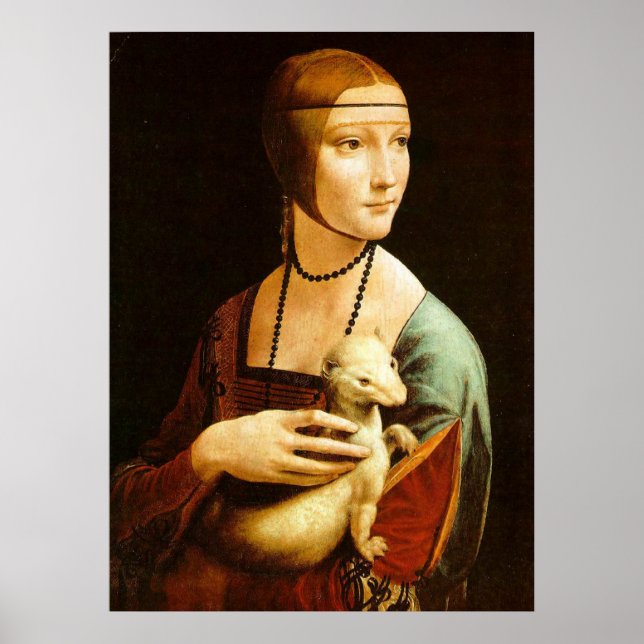 Póster A Senhora com um Ermine, Leonardo Da Vinci (Frente)