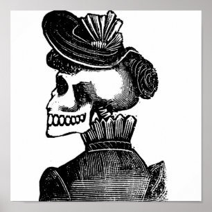 Póster A senhora de esqueleto. Cerca dos 1900s adiantados