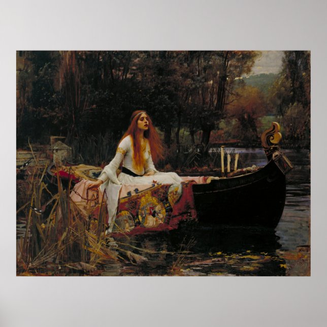 Poster A Senhora de Shalott - 1888 John William Waterhous (Frente)