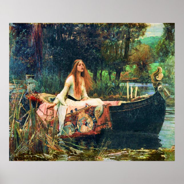 Póster A Senhora de Shalott por John William Waterhouse (Frente)