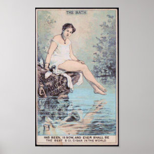 Póster A senhora Vintage Charuto Anúncio do banho