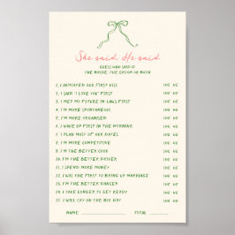 Poster A ser baixada à mão Ela disse que ele disse Jogo