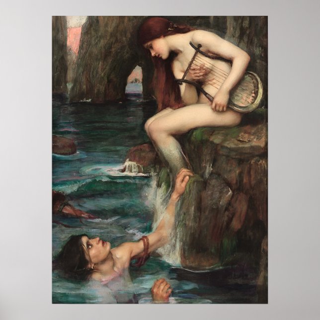 Poster A Sereia John William Waterhouse Arte (Frente)