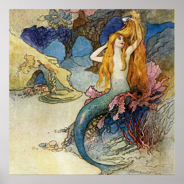 Poster "A Sereia" por Warwick Goble (Frente)