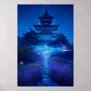 Poster A Serenidade Noturna de um Templo Japonês