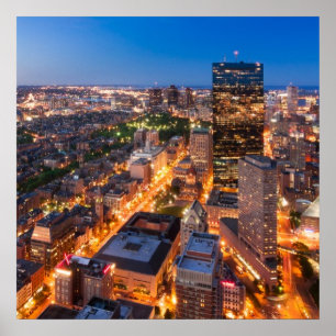 Póster A skyline de Boston no crepúsculo