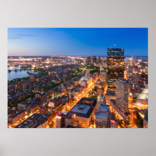 Poster A skyline de Boston no crepúsculo