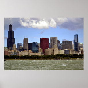 Póster A skyline ventosa da cidade