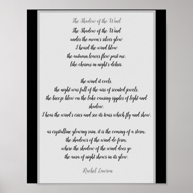 Poster A Sombra do Vento é um poema meu (Frente)