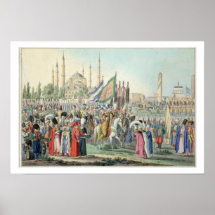 Poster A sultão turca que revê seus Janissaries (engr
