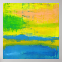 "A SUNNY DAY" Yellow Blue Abstrato Art