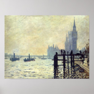 Póster A Tamisa abaixo de Westminster - Claude Monet