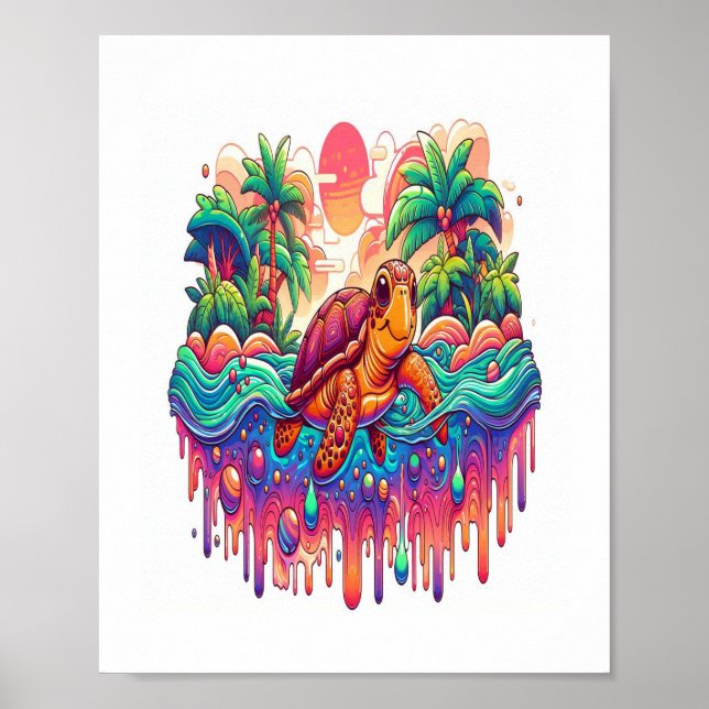 Poster A Tartaruga Flutua no Jardim Líquido. (Frente)