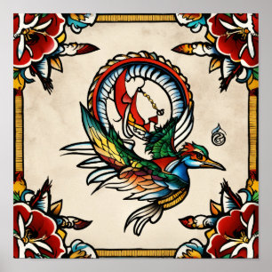 Poster A Tatuagem Flash Tradicional Inspirada no Jerry Sa