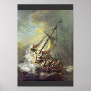 Póster A tempestade no mar de Galilee. Por Rembrandt Van