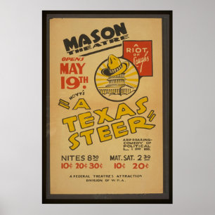 Póster "A Texas Steer" No Teatro Mason
