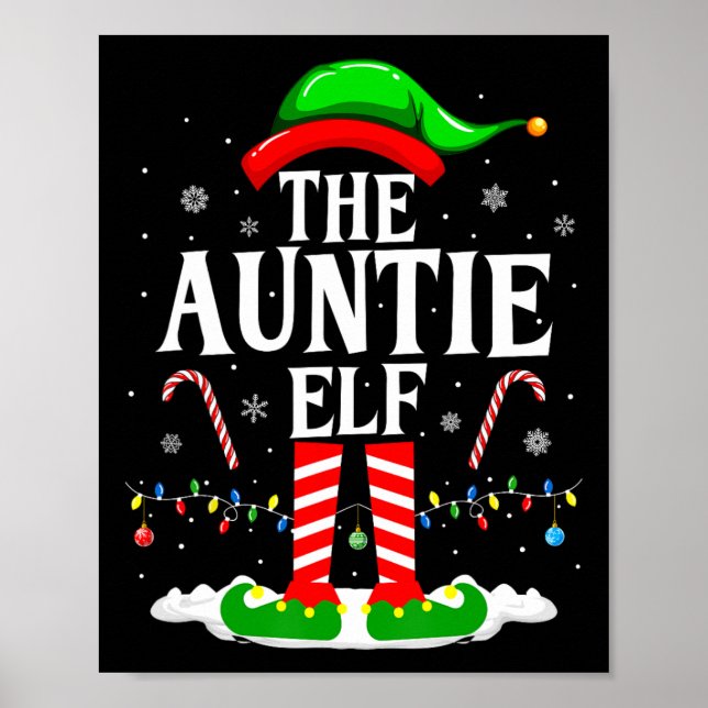Poster A Tia Elf Engraçado Xmas Elf Correspondendo À Famí (Frente)