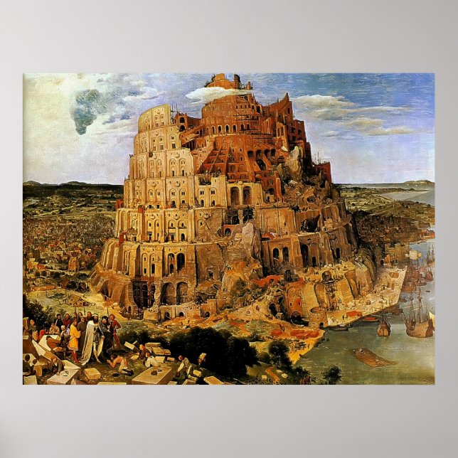 Póster "A Torre de Babel" de Pieter Bruegel (cerca de 156 (Frente)