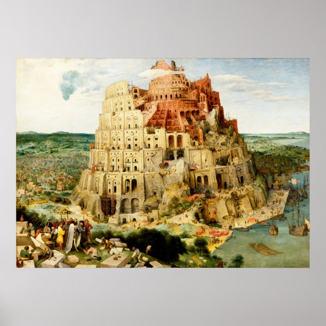 Poster A Torre de Babel" de Pieter Brueghel, o Velho (Frente)