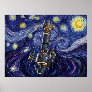 Poster A Torre de Vigia Estação Espacial Starry Night