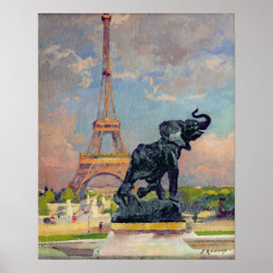 Poster A torre Eiffel e o elefante por Fremiet