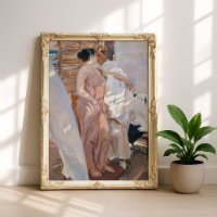 A túnica rosa, depois do banho | Joaquín Sorolla