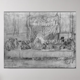Poster A última ceia, após o fresco por Leonardo a